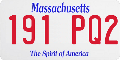 MA license plate 191PQ2