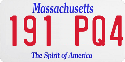 MA license plate 191PQ4