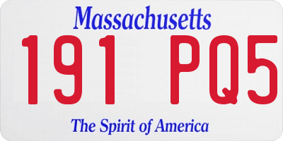 MA license plate 191PQ5