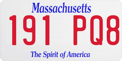 MA license plate 191PQ8