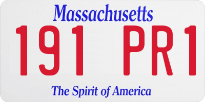 MA license plate 191PR1