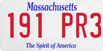 MA license plate 191PR3