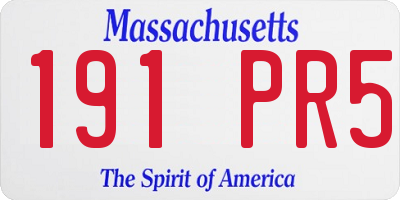 MA license plate 191PR5