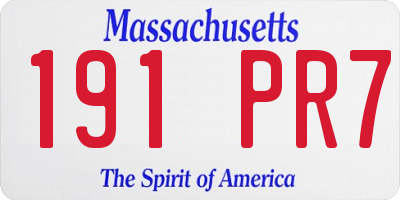 MA license plate 191PR7