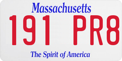MA license plate 191PR8