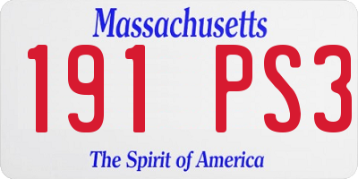 MA license plate 191PS3
