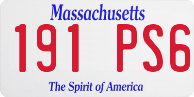 MA license plate 191PS6