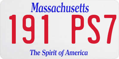 MA license plate 191PS7