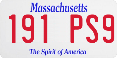 MA license plate 191PS9