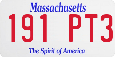 MA license plate 191PT3