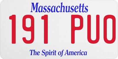 MA license plate 191PU0