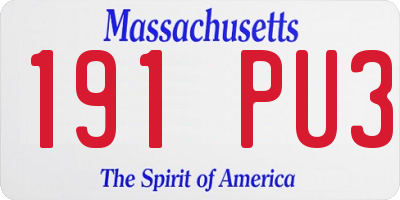 MA license plate 191PU3