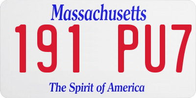 MA license plate 191PU7