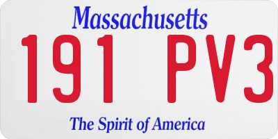 MA license plate 191PV3