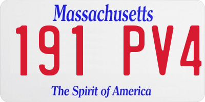 MA license plate 191PV4