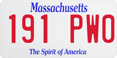 MA license plate 191PW0