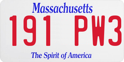 MA license plate 191PW3
