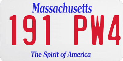 MA license plate 191PW4
