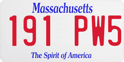 MA license plate 191PW5