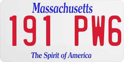MA license plate 191PW6