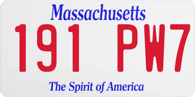 MA license plate 191PW7