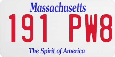 MA license plate 191PW8