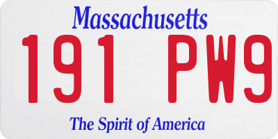 MA license plate 191PW9