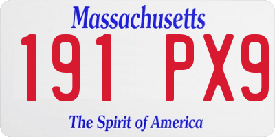 MA license plate 191PX9