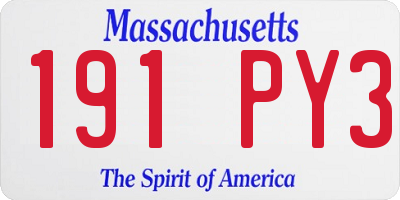 MA license plate 191PY3