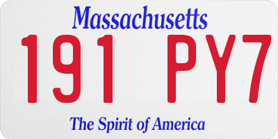MA license plate 191PY7