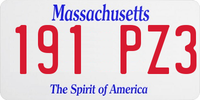 MA license plate 191PZ3
