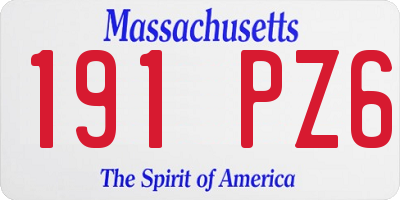 MA license plate 191PZ6