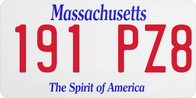 MA license plate 191PZ8