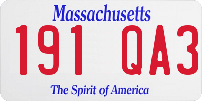 MA license plate 191QA3