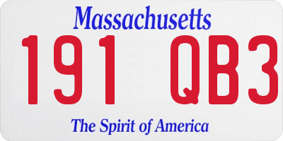 MA license plate 191QB3