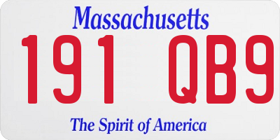 MA license plate 191QB9