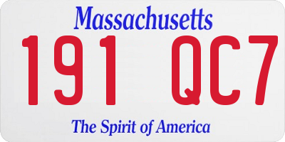 MA license plate 191QC7