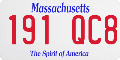 MA license plate 191QC8