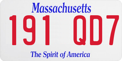 MA license plate 191QD7