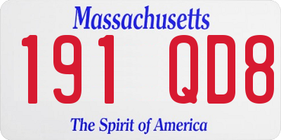 MA license plate 191QD8