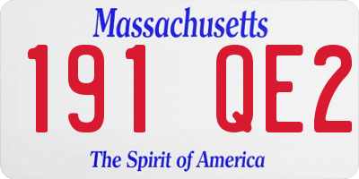MA license plate 191QE2