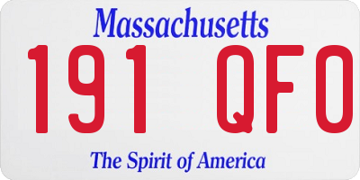 MA license plate 191QF0