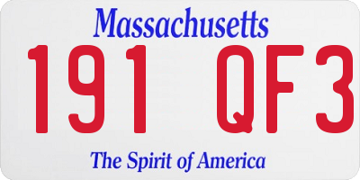 MA license plate 191QF3