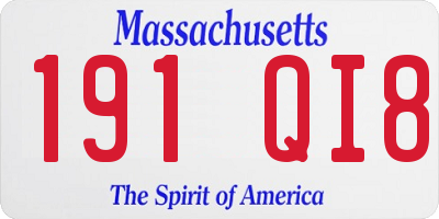 MA license plate 191QI8