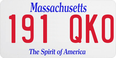 MA license plate 191QK0
