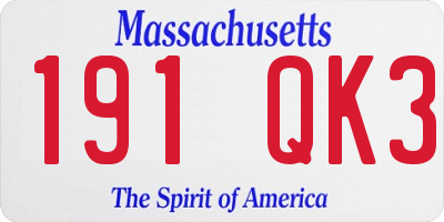 MA license plate 191QK3