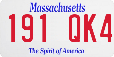 MA license plate 191QK4