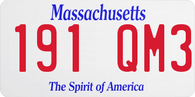 MA license plate 191QM3