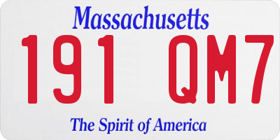 MA license plate 191QM7