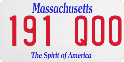 MA license plate 191QO0